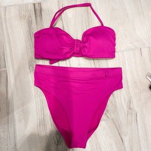 Red Carter High Waisted Bikini Set Magenta Açaí Color Excellent Condition Large